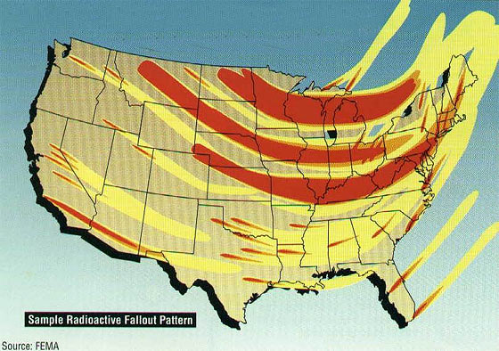 US Nuclear Target Map   Fallout Wind Map 