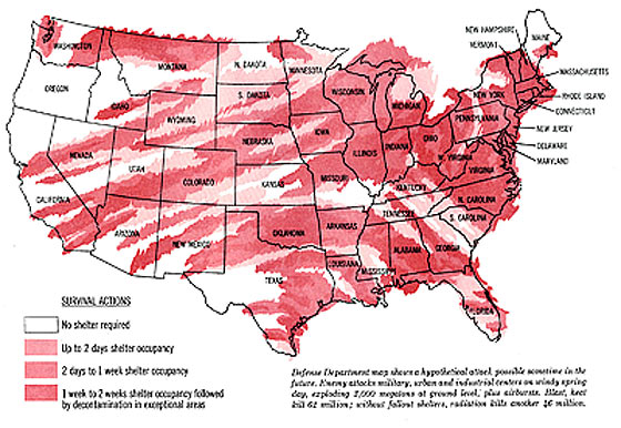 US Nuclear Target Map   Nuclear Fallout Map Dod 