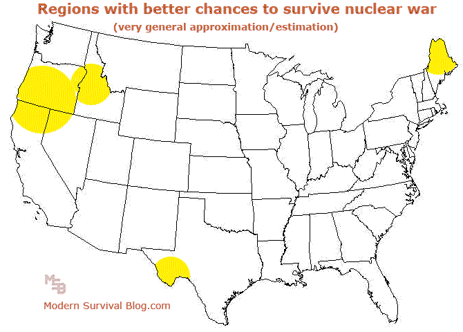 Nuclear War Survival Map USA