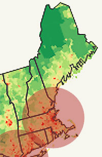 northeast us population density map