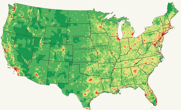 map of population density of us