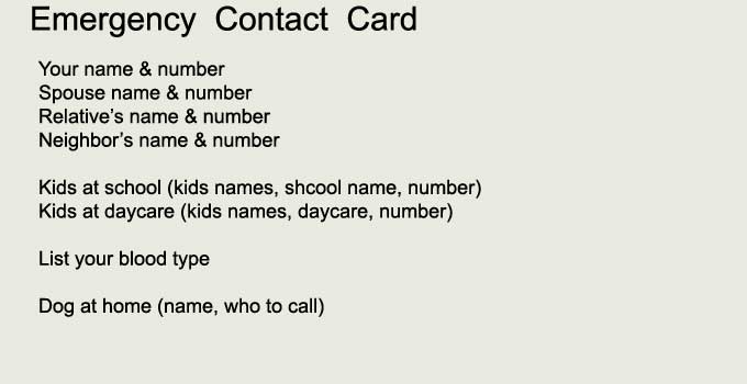 Emergency Contact Card