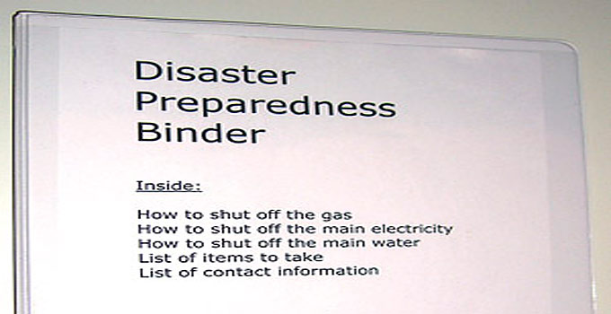 Disaster Preparedness Binder for evacuation