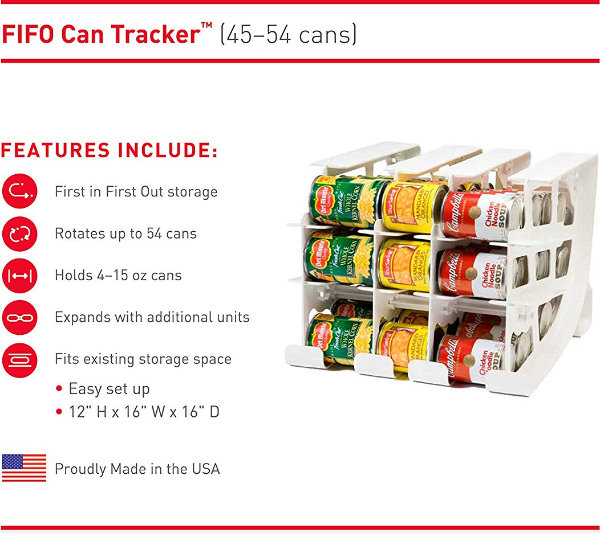 Fifo Can Tracker, Shelf & Pantry Can Rotation System