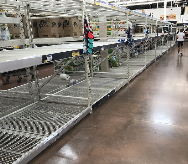 toilet paper shelves are empty