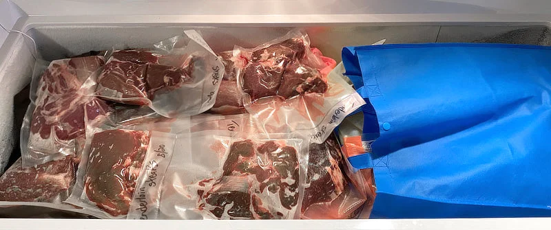 A deep chest freezer for meat