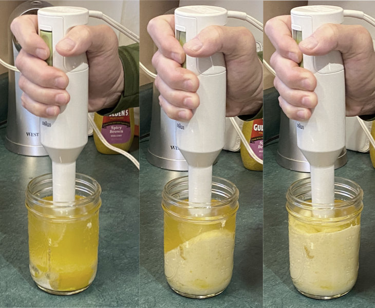 Making Mayonnaise with submersible blender