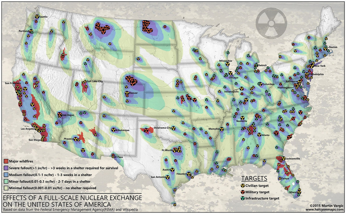 U S Nuclear Risk Map Find Your Location Baptist Christian Forums   Effects Of Full Scale Nuclear Exchange On United States 