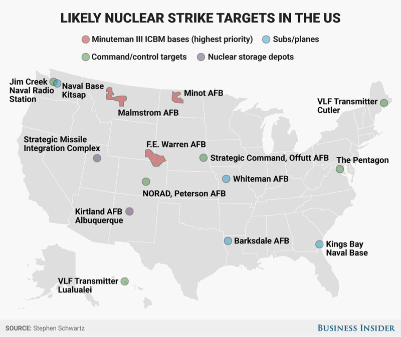 Mutually Assured Destruction Map   Us Nuke Targets Minuteman Icbm Bases 