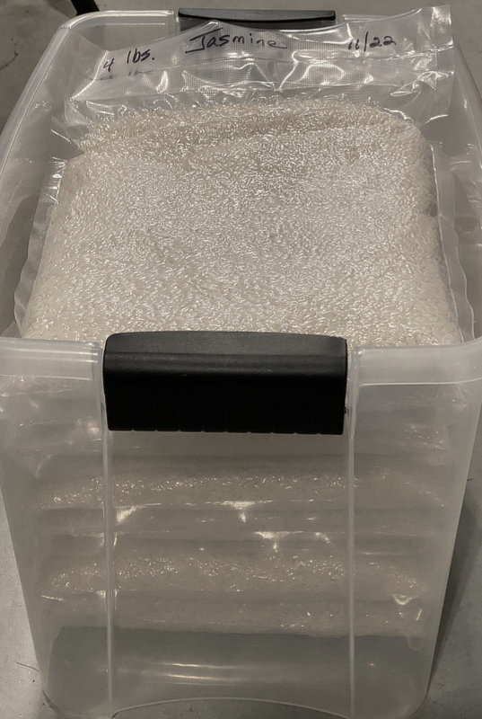 vacuum sealed white rice