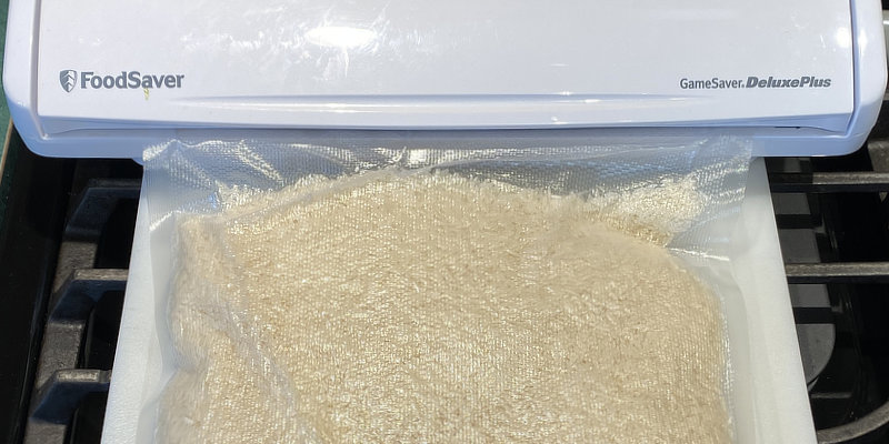 Rice in vacuum seal bags for long term storage