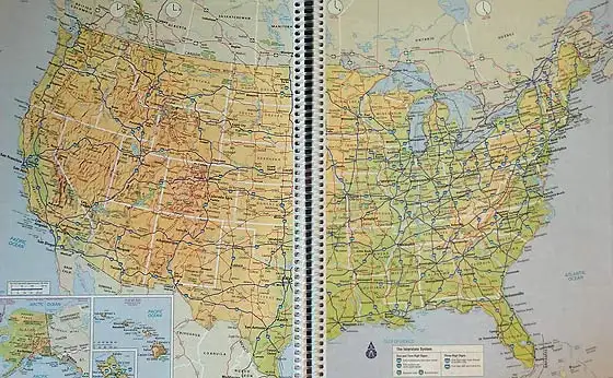 spiral bound USA road atlas