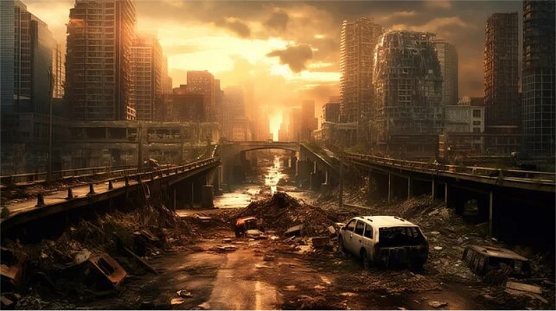 Armageddon city after collapse