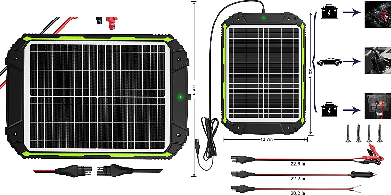 20 watt solar powered 12v battery charger by Sun Energise
