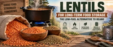 Lentils for long-term food storage as a low-fuel alternative to dry beans